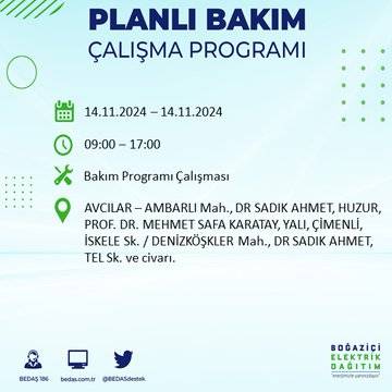 BEDAŞ, 14 Kasım’da İstanbul'da elektrik kesintisi yapılacak bölgeleri açıkladı 44