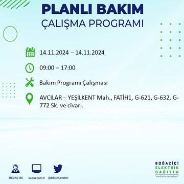 BEDAŞ, 14 Kasım’da İstanbul'da elektrik kesintisi yapılacak bölgeleri açıkladı 46