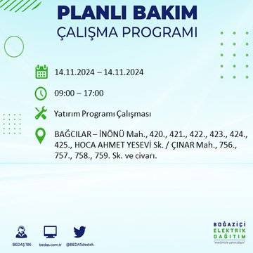 BEDAŞ, 14 Kasım’da İstanbul'da elektrik kesintisi yapılacak bölgeleri açıkladı 43