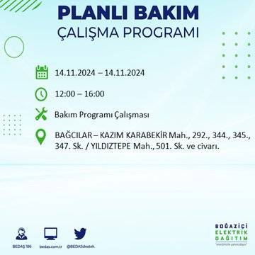 BEDAŞ, 14 Kasım’da İstanbul'da elektrik kesintisi yapılacak bölgeleri açıkladı 45