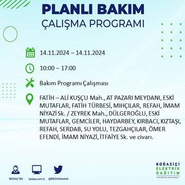 BEDAŞ, 14 Kasım’da İstanbul'da elektrik kesintisi yapılacak bölgeleri açıkladı 22