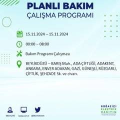 BEDAŞ paylaştı: İstanbul'da 15 Kasım'da elektrik kesintisi yaşanacak ilçeler 37