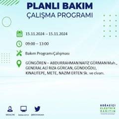 BEDAŞ paylaştı: İstanbul'da 15 Kasım'da elektrik kesintisi yaşanacak ilçeler 13