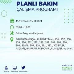 BEDAŞ paylaştı: İstanbul'da 15 Kasım'da elektrik kesintisi yaşanacak ilçeler 17