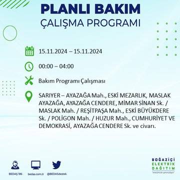 BEDAŞ paylaştı: İstanbul'da 15 Kasım'da elektrik kesintisi yaşanacak ilçeler 8