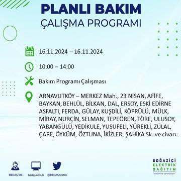 İstanbul'da elektrik kesintisi uyarısı: BEDAŞ 16 Kasım'da hangi ilçelerde kesinti olacağını açıkladı 45