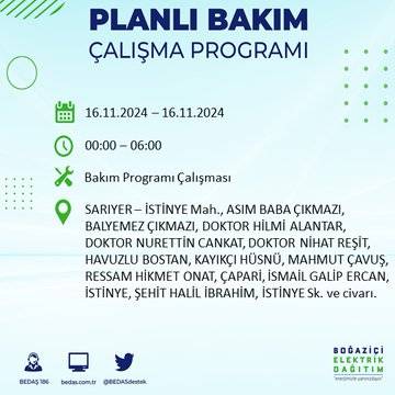 İstanbul'da elektrik kesintisi uyarısı: BEDAŞ 16 Kasım'da hangi ilçelerde kesinti olacağını açıkladı 9