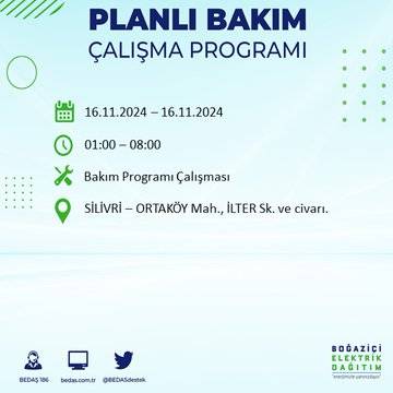 İstanbul'da elektrik kesintisi uyarısı: BEDAŞ 16 Kasım'da hangi ilçelerde kesinti olacağını açıkladı 6