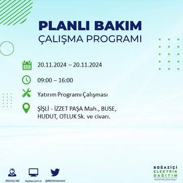 İstanbul’da 20 Kasım elektrik kesintisi yaşanacak: İşte etkilenecek ilçeler 6