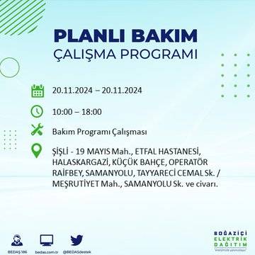 İstanbul’da 20 Kasım elektrik kesintisi yaşanacak: İşte etkilenecek ilçeler 5