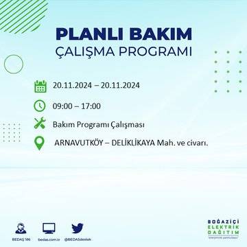 İstanbul’da 20 Kasım elektrik kesintisi yaşanacak: İşte etkilenecek ilçeler 52