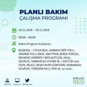 İstanbul’da 20 Kasım elektrik kesintisi yaşanacak: İşte etkilenecek ilçeler 43