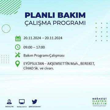 İstanbul’da 20 Kasım elektrik kesintisi yaşanacak: İşte etkilenecek ilçeler 27