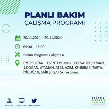 İstanbul’da 20 Kasım elektrik kesintisi yaşanacak: İşte etkilenecek ilçeler 28