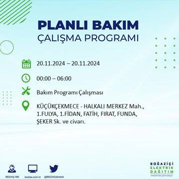 İstanbul’da 20 Kasım elektrik kesintisi yaşanacak: İşte etkilenecek ilçeler 15