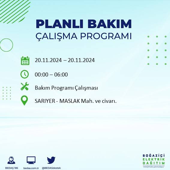 İstanbul’da 20 Kasım elektrik kesintisi yaşanacak: İşte etkilenecek ilçeler 14