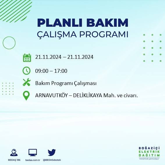 İstanbul'da 21 Kasım elektrik kesintisi: BEDAŞ'ın duyurduğu bölgeler 43