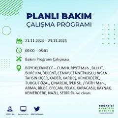 İstanbul'da 21 Kasım elektrik kesintisi: BEDAŞ'ın duyurduğu bölgeler 31