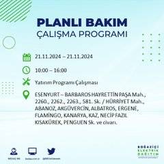 İstanbul'da 21 Kasım elektrik kesintisi: BEDAŞ'ın duyurduğu bölgeler 24