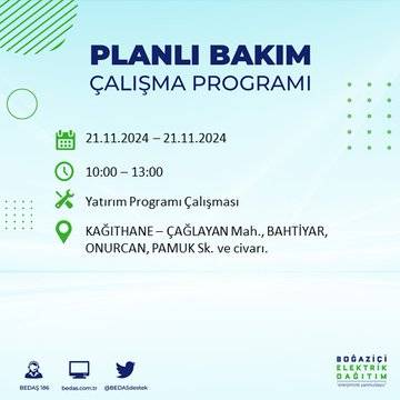 İstanbul'da 21 Kasım elektrik kesintisi: BEDAŞ'ın duyurduğu bölgeler 17