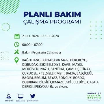 İstanbul'da 21 Kasım elektrik kesintisi: BEDAŞ'ın duyurduğu bölgeler 15