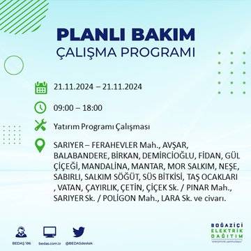 İstanbul'da 21 Kasım elektrik kesintisi: BEDAŞ'ın duyurduğu bölgeler 8