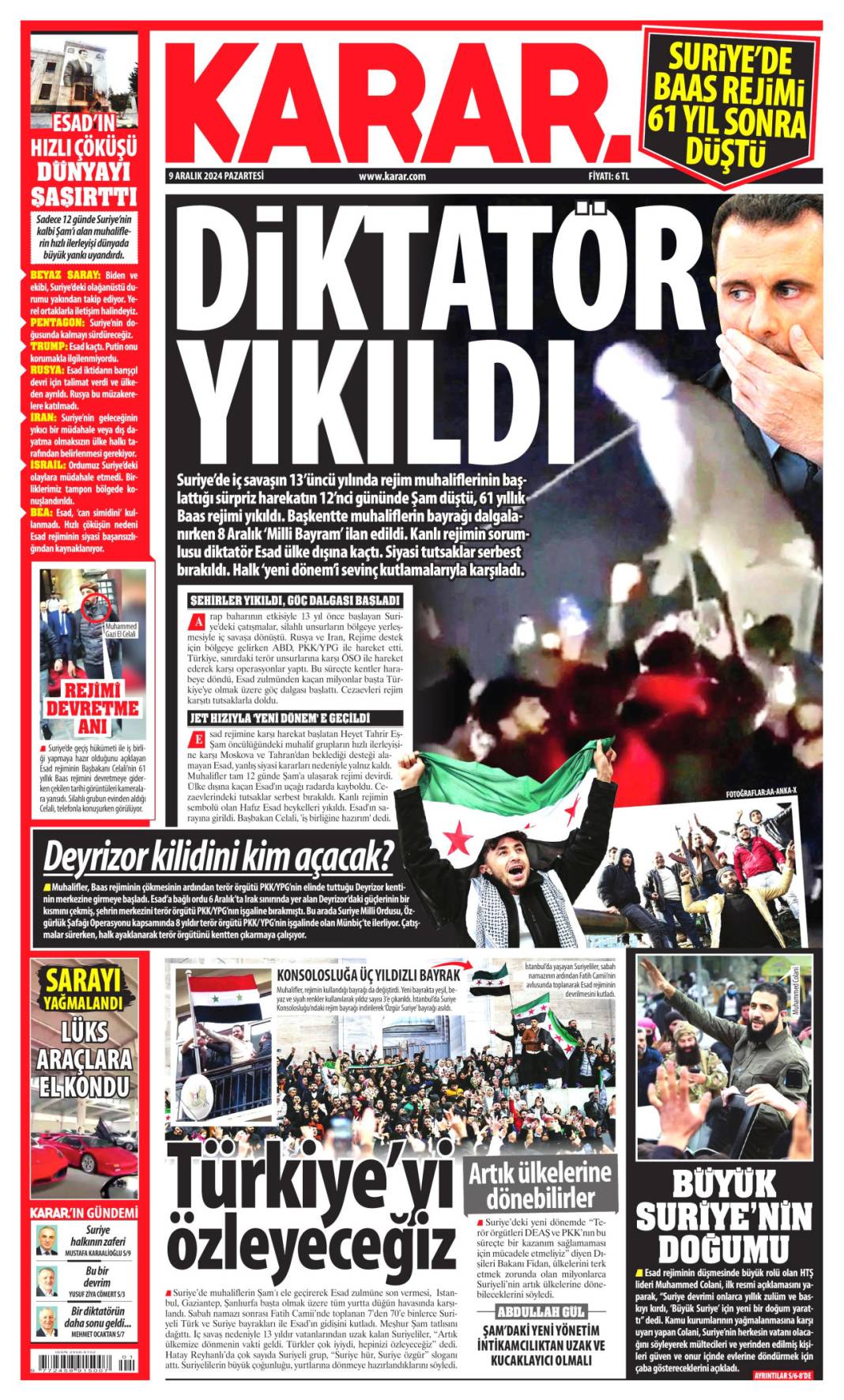 Esad yönetiminin çöküşü gazetelerde: Manşetlerde neler var? 21