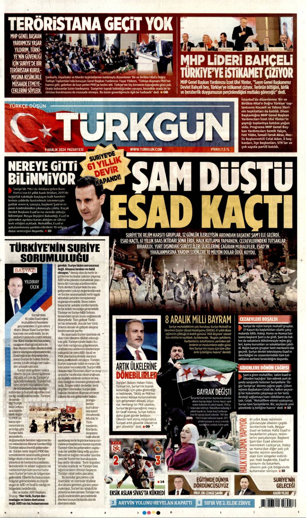 Esad yönetiminin çöküşü gazetelerde: Manşetlerde neler var? 14