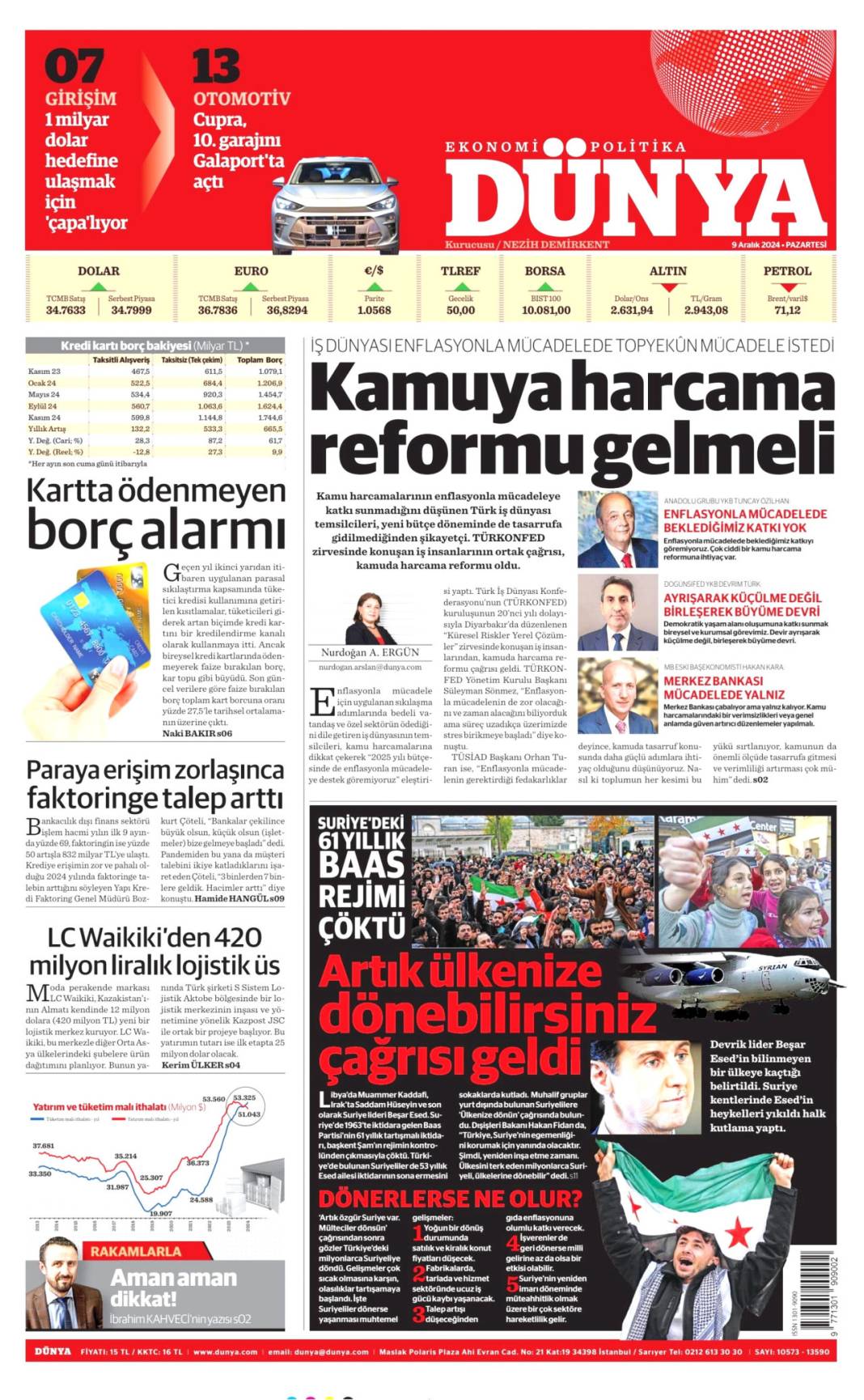 Esad yönetiminin çöküşü gazetelerde: Manşetlerde neler var? 12