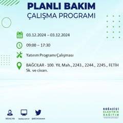 BEDAŞ, 3 Aralık'ta İstanbul'da elektrik kesintisi yapılacak bölgeleri açıkladı 42