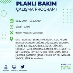 BEDAŞ, 3 Aralık'ta İstanbul'da elektrik kesintisi yapılacak bölgeleri açıkladı 9