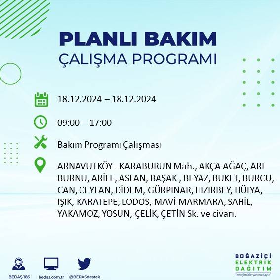 İstanbul'da 18 Aralık'ta elektrik kesintisi yapılacak ilçe ve mahalleler belli oldu 81