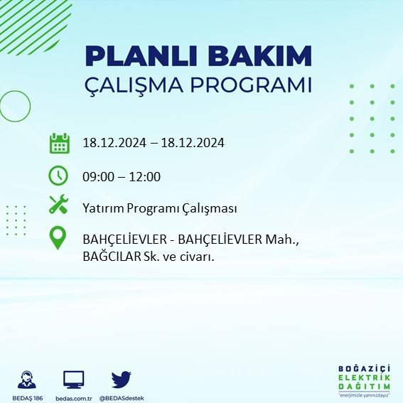 İstanbul'da 18 Aralık'ta elektrik kesintisi yapılacak ilçe ve mahalleler belli oldu 64