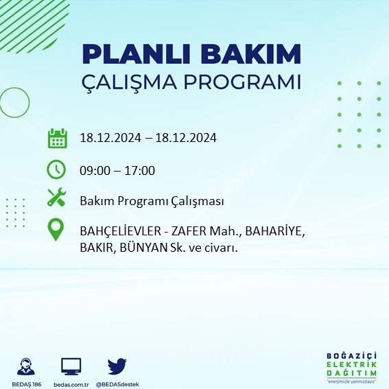 İstanbul'da 18 Aralık'ta elektrik kesintisi yapılacak ilçe ve mahalleler belli oldu 63