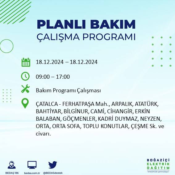 İstanbul'da 18 Aralık'ta elektrik kesintisi yapılacak ilçe ve mahalleler belli oldu 28