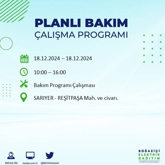 İstanbul'da 18 Aralık'ta elektrik kesintisi yapılacak ilçe ve mahalleler belli oldu 22