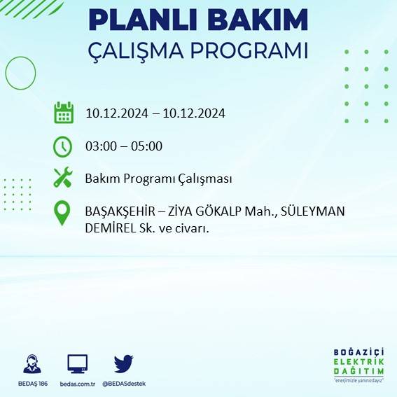 BEDAŞ, 10 Aralık'ta İstanbul'da elektrik kesintisi yapılacak ilçeleri açıkladı 19