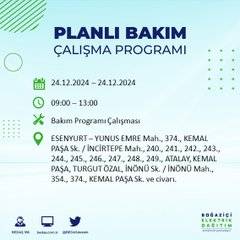 BEDAŞ’tan 24 Aralık için elektrik kesintisi duyurusu 39