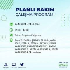 BEDAŞ’tan 24 Aralık için elektrik kesintisi duyurusu 52