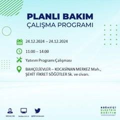 BEDAŞ’tan 24 Aralık için elektrik kesintisi duyurusu 51