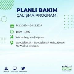 BEDAŞ’tan 24 Aralık için elektrik kesintisi duyurusu 50