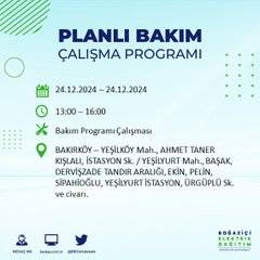 BEDAŞ’tan 24 Aralık için elektrik kesintisi duyurusu 48