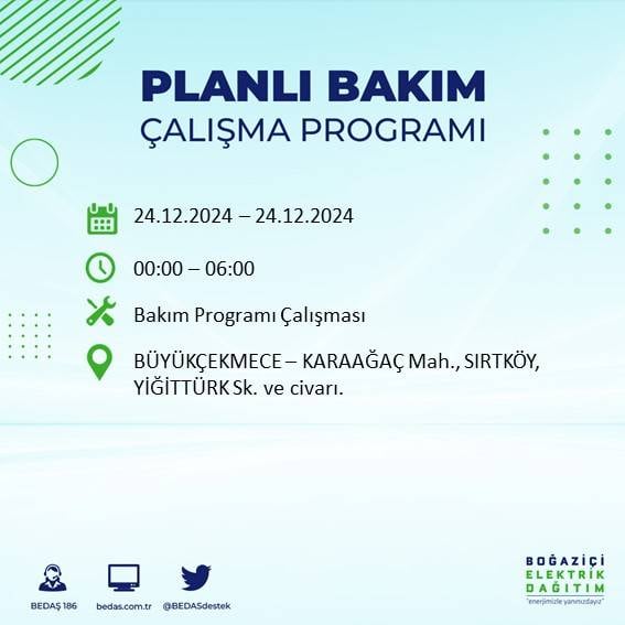 BEDAŞ’tan 24 Aralık için elektrik kesintisi duyurusu 41