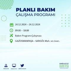 BEDAŞ’tan 24 Aralık için elektrik kesintisi duyurusu 26