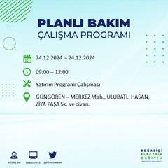 BEDAŞ’tan 24 Aralık için elektrik kesintisi duyurusu 27