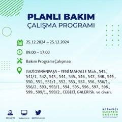 BEDAŞ’tan elektrik kesintisi uyarısı: İşte 25 Aralık Çarşamba günü kesinti yaşanacak bölgeler 12