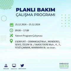 BEDAŞ’tan elektrik kesintisi uyarısı: İşte 25 Aralık Çarşamba günü kesinti yaşanacak bölgeler 17