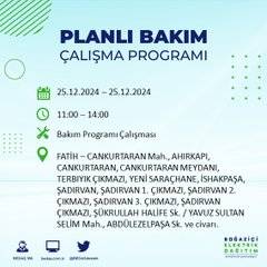 BEDAŞ’tan elektrik kesintisi uyarısı: İşte 25 Aralık Çarşamba günü kesinti yaşanacak bölgeler 13