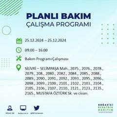 BEDAŞ’tan elektrik kesintisi uyarısı: İşte 25 Aralık Çarşamba günü kesinti yaşanacak bölgeler 9