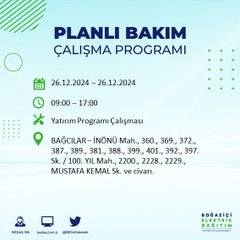 BEDAŞ duyurdu: 26 Aralık’ta İstanbul’da elektrik kesintisi yaşanacak 10